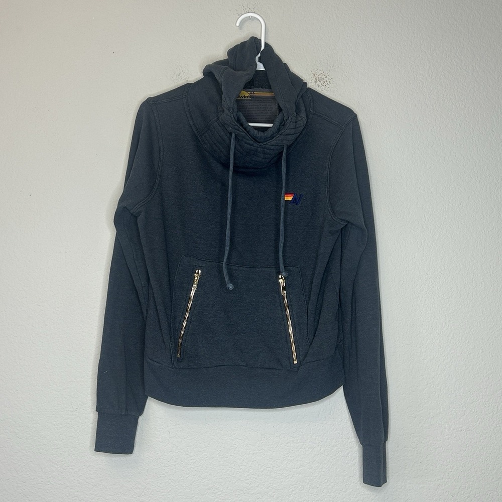 Aviator Nation Ninja Pullover Hoodie Washed Navy Blue Women's Size XS